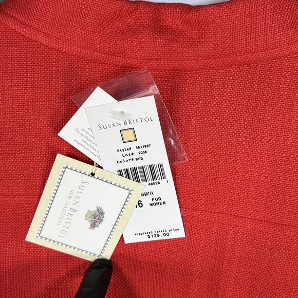 Susan Bristol NWT Womens 16W Red Button Down Blazer Jacket Pockets Career Office - Picture 13 of 16